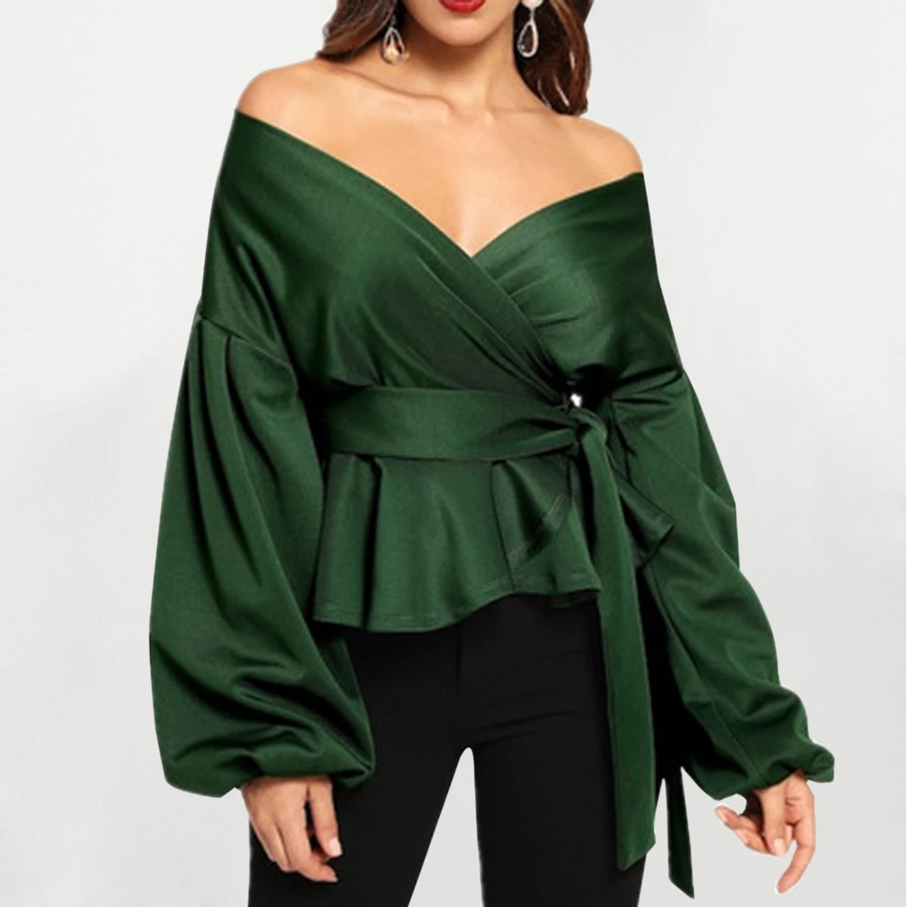 Женская рубашка с длинным рукавом и v образным вырезом блуза Повседневная Блузка