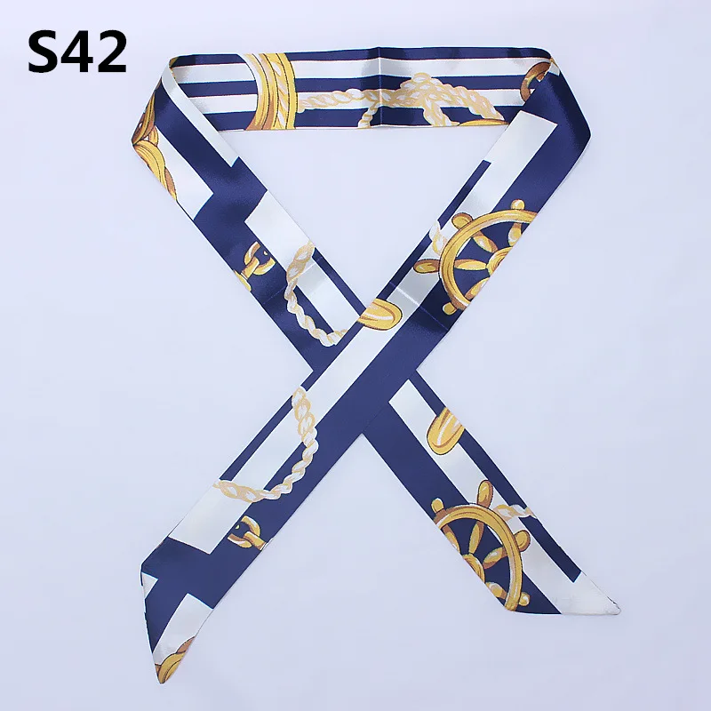 S42 38 Цвета Шелковый шарф Женская повязка для волос ленты завязанные сумка с шарфом украшенный галстук многофункциональный ручной тесемка, шарф 4*100 см платок - Цвет: S42
