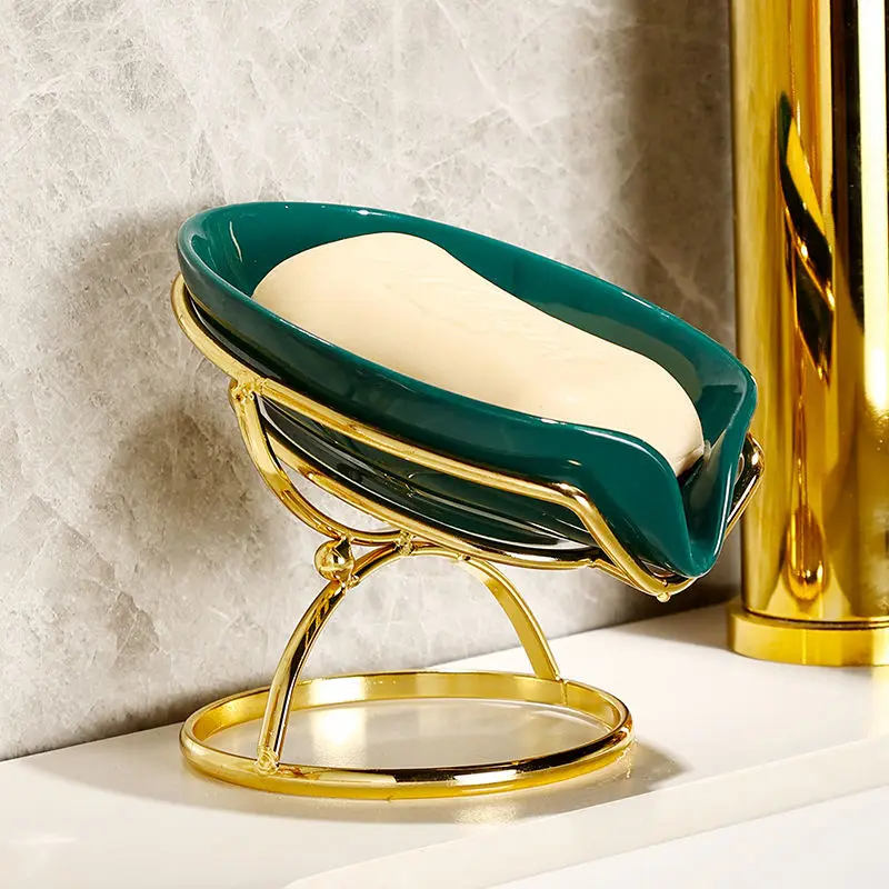 light luxury ceramics leaf shape soap box bathroom soap holder dish storage plate tray bathroom shower supplies bathroom rack free global shipping