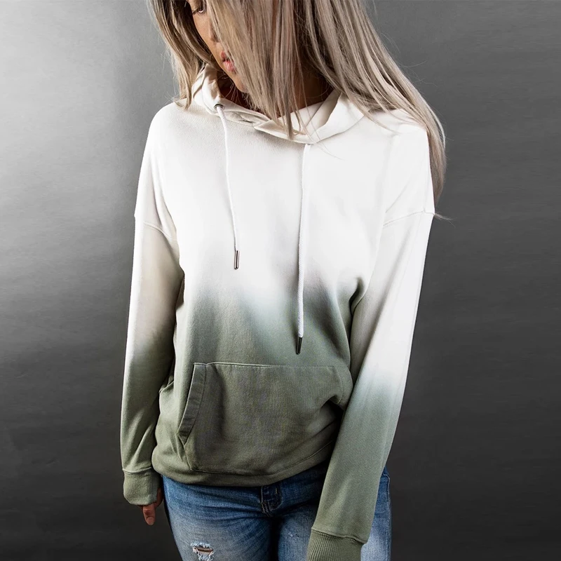 

Женский свитер с капюшоном, повседневный свободный свитер с длинным рукавом и прострочкой, с карманами-кенгуру, уличная одежда для женщин н...