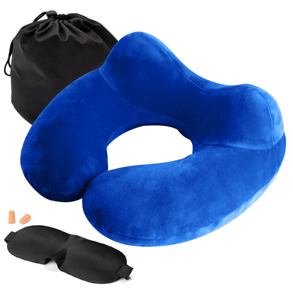 D-royal blue U-образная дорожная подушка, надувная подушка для шеи, подушка для сна, надувная подушка для отдыха, подушка для шеи, автомобильная голова, надувная подушка для отдыха, для путешествий, офиса - Цвет: D-royal blue