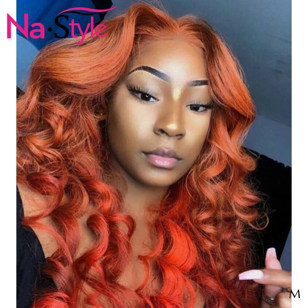 Оранжевый Синтетические волосы на кружеве парик для Для женщин 13x6 al оранжевый