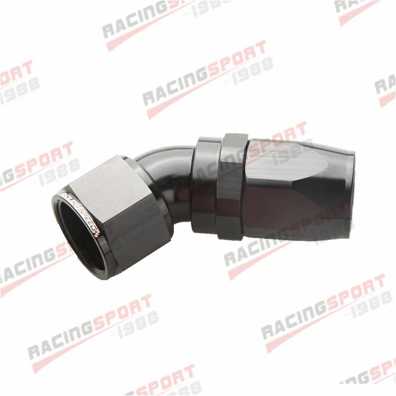 

-12 AN AN-12 45 Degree Swivel Hose End Fitting Uninterrupted Black