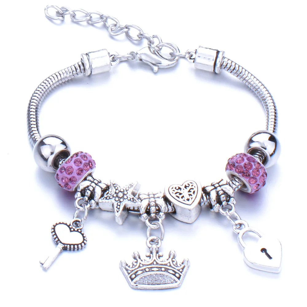 

10pcs New Antique Original purple suehe Charm Bracelets For Women Glass Beads Brand Bracelet & Bangle DIY Jewelry Gifts
