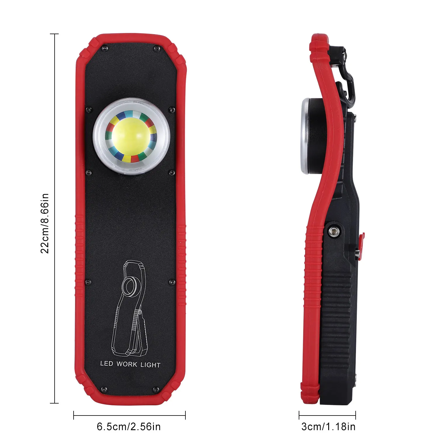 구매 2 조각 USB 충전식 LED 작업 빛 휴대용 교수형 후크 손전등 캠핑 자동차 수리 워크샵 비상 조명