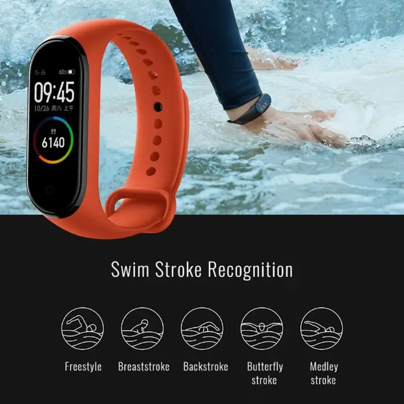 Китайская версия, Xiaomi Mi, музыка, Bluetooth, 4, 5 АТМ, пульсометр, фитнес, водонепроницаемый, умный Браслет, сенсорный экран, браслет, Новинка