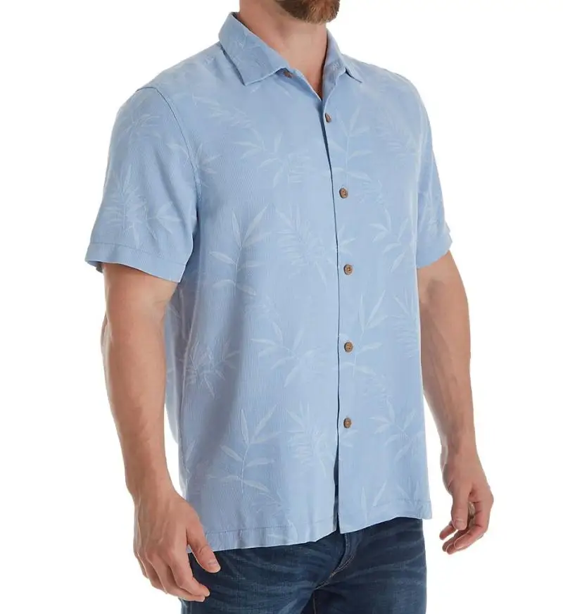 17 Colors Only 98pcs Mens Fashion Shirts 2019 Hawaii Floral Silk Original Fit Camp Shirt Leaves Textured Print Short Sleeves Big | Мужская