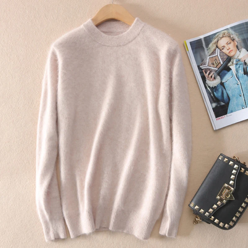 2019 женский свитер Осень зима супер теплый чистый норковый кашемир мягкий