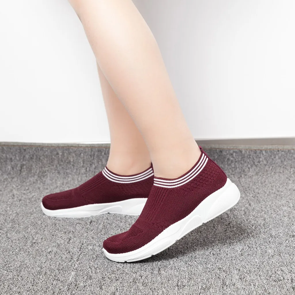 

2019 Women Sneakers Vulcanized Shoes Sock Sneakers Women Spring Autumn Slip On Flat Shoes Walking Flats Women Breathable Loafers