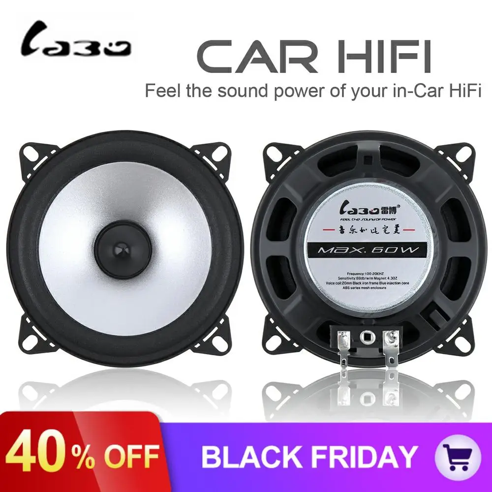 2 шт., LaBo, 4 дюйма, 60 Вт, 2-полосный автомобильный коаксиальный Hifi динамик, автомобильная дверь, авто аудио, стерео, полный диапазон частот, громкий динамик