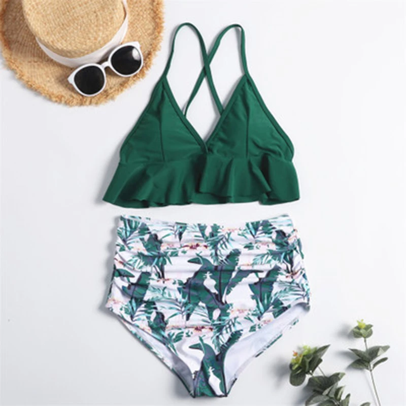 

bikini una pieza bikini set leopard swimwear retro swimsuit two piece