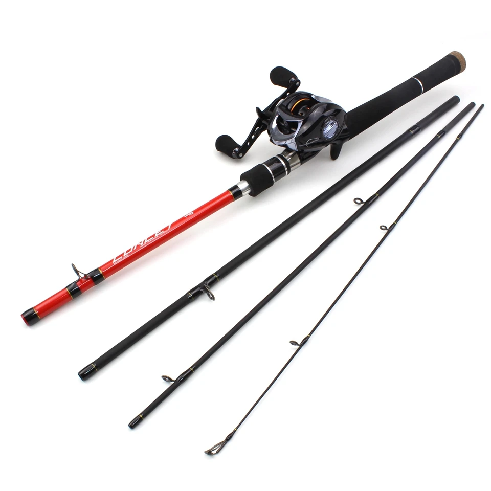 

New Fishing Tackle set Carbon Fiber Casting Fishing Rod and Casting Reels 4 Section Travel Lure Rod Fishing Tackle Accessories