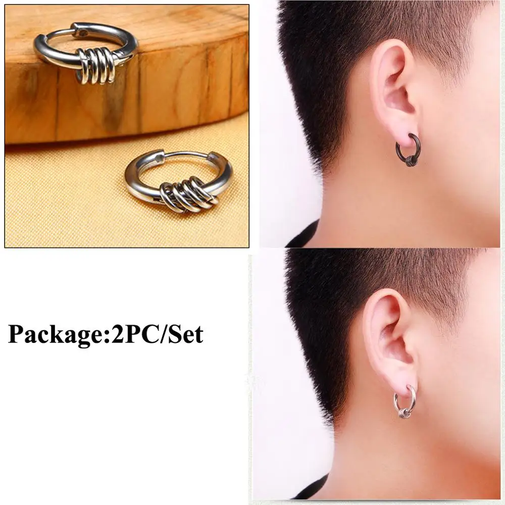 Мужские круглые серьги кольца простые Стильные гвоздики маленькие пирсинг в