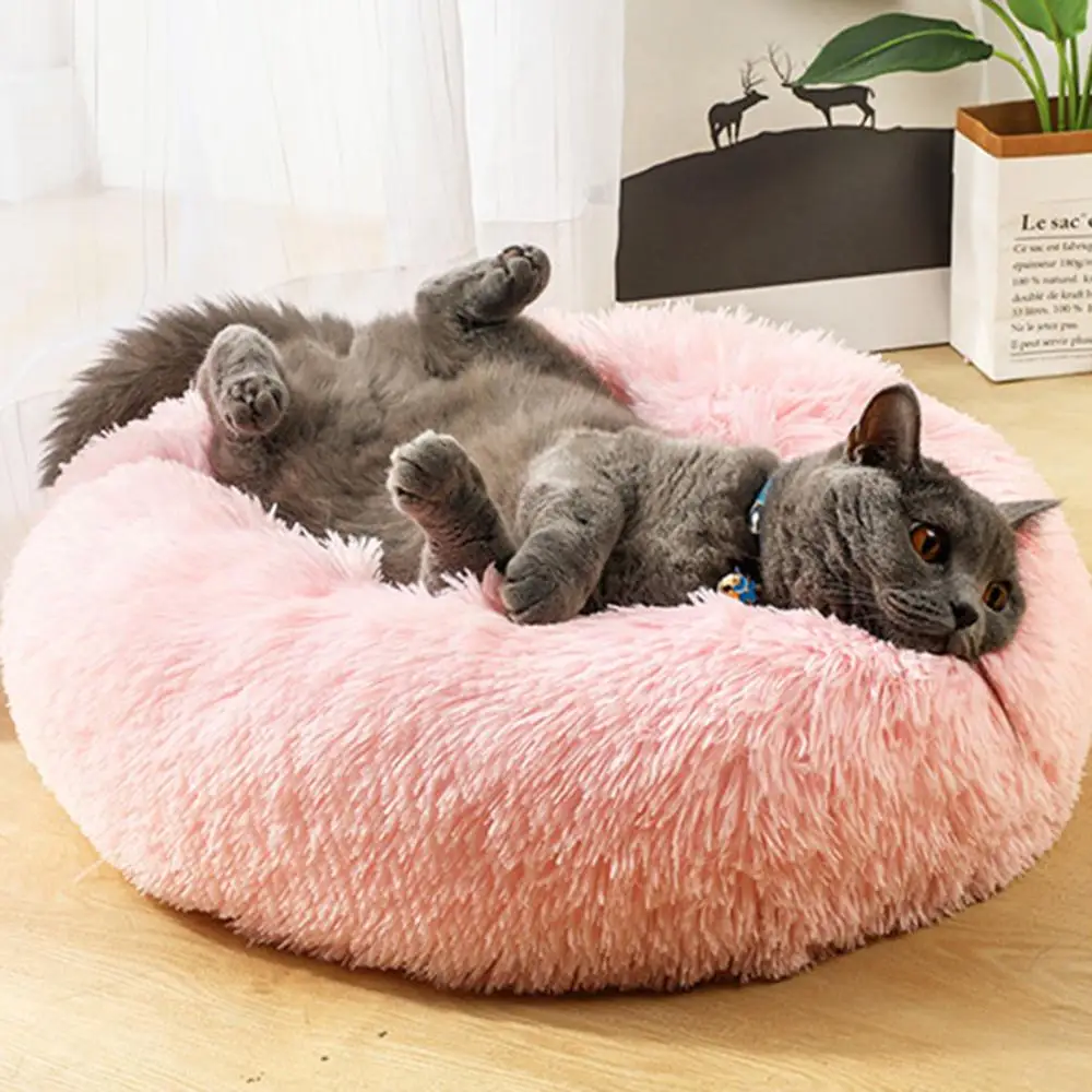 Кровать для собак из искусственного меха теплая флисовая кровать пончиков и