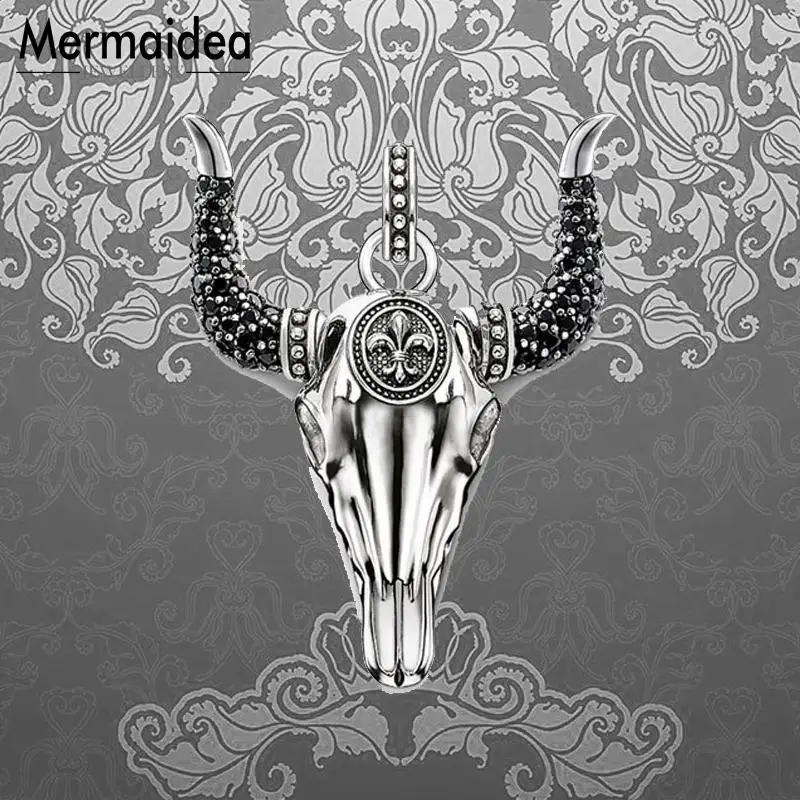 Подвеска с черепом Лилия модные ювелирные изделия посеребренное панк ретро