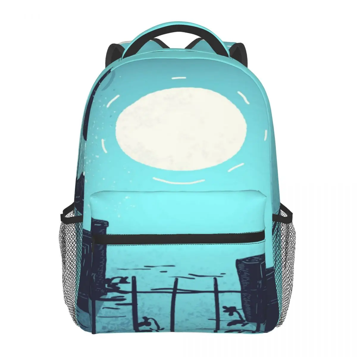

Casual Backpack Cemetery Shadows Full Moon Light Fashion Unique Shoulder School Bag for Teenager Students