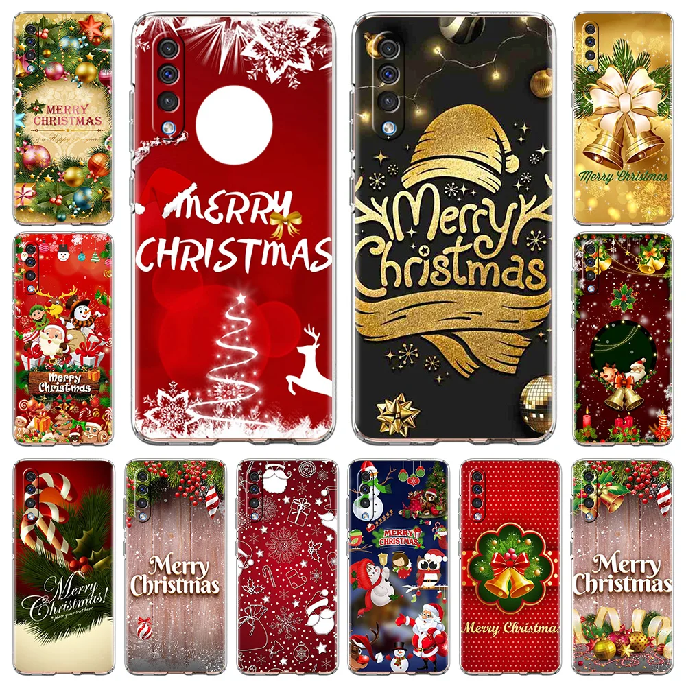 

Merry Christmas Luxury Phone Case for Samsung Galaxy A12 A32 A50 A70 A52 A40 A10 A20 A30 Cover Transparent Silicone Shell Coque
