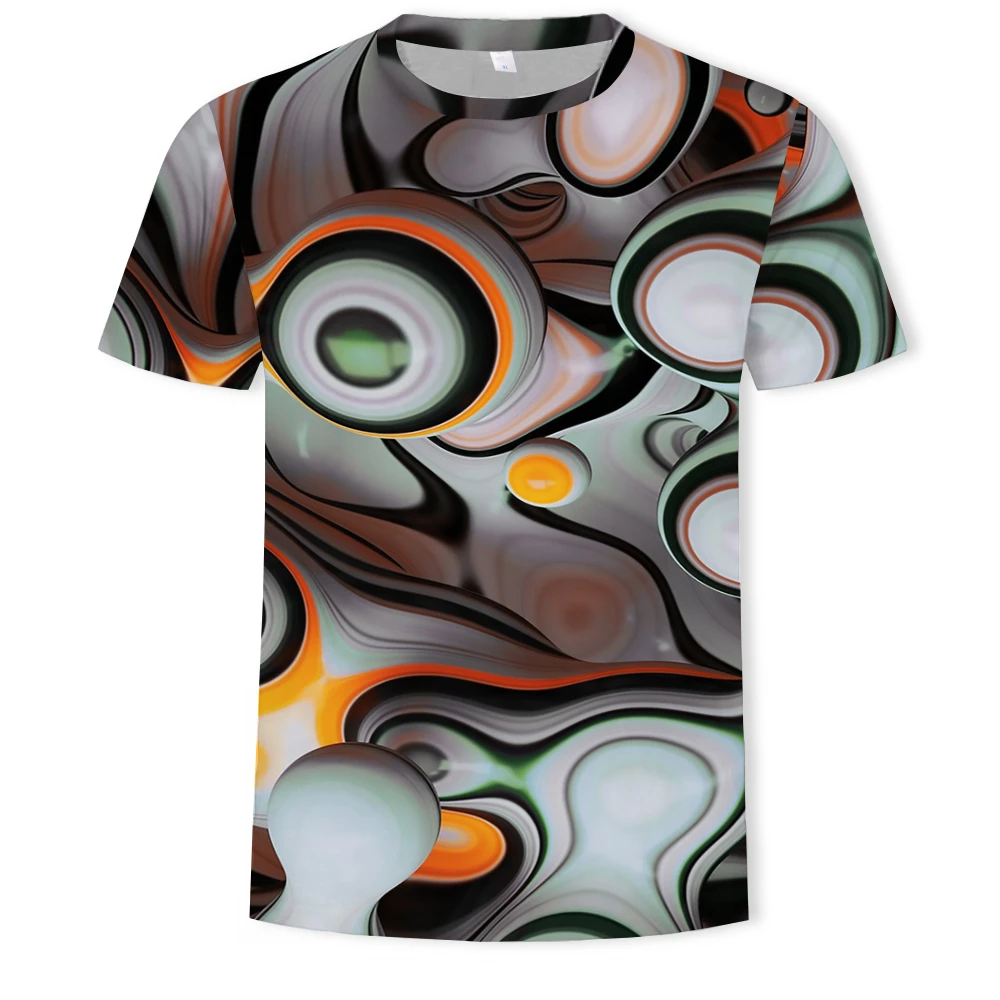 

2021 geometric 3DT shirt psychedelic female T-shirt printing dizzy T-shirt casual three-dimensional men's T-shirt clothing