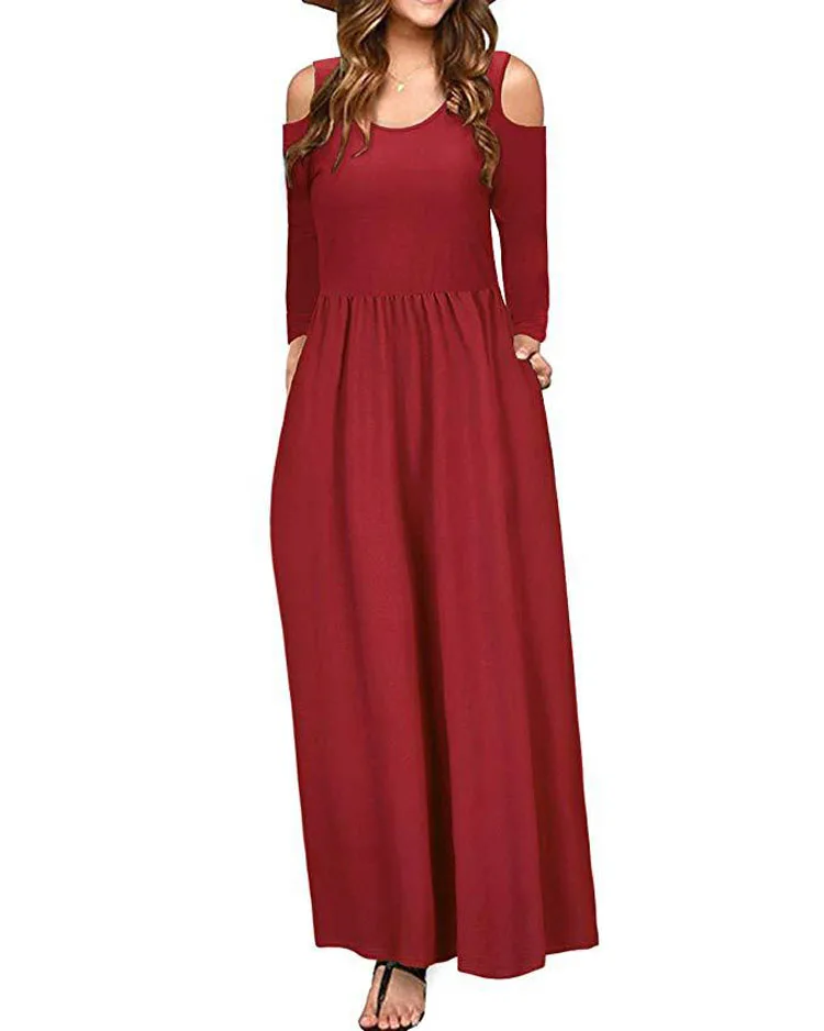 2019 осеннее и зимнее Новое элегантное платье с длинными рукавами карманами