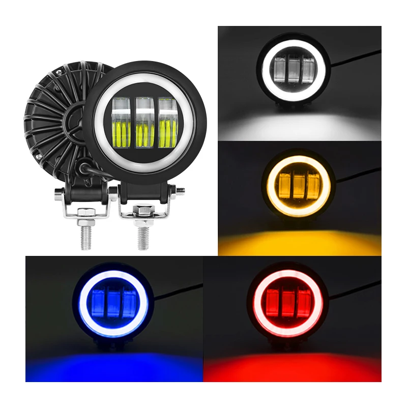 

2PCS/1PC 12V-80V Waterproof Round Angel Eyes LED light Portable Spotlights Motorcycle Offroad Truck Driving Car Boat Work Light