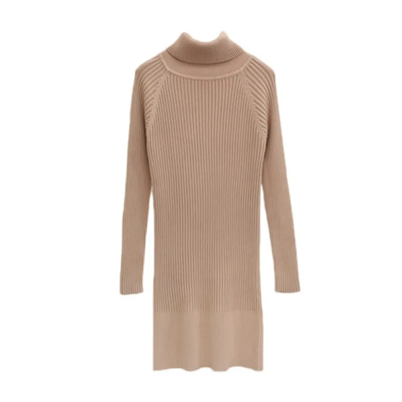 

Winter High neck Sweater Female Long section Spring Autumn Dress 2020 New Knit Dress Slim Thick Sweaters Women XA223