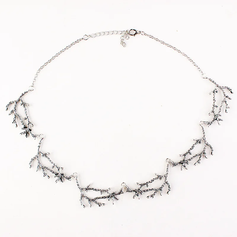 Винтажное серебряное ожерелье ветка в скандинавском стиле панк виде лесных