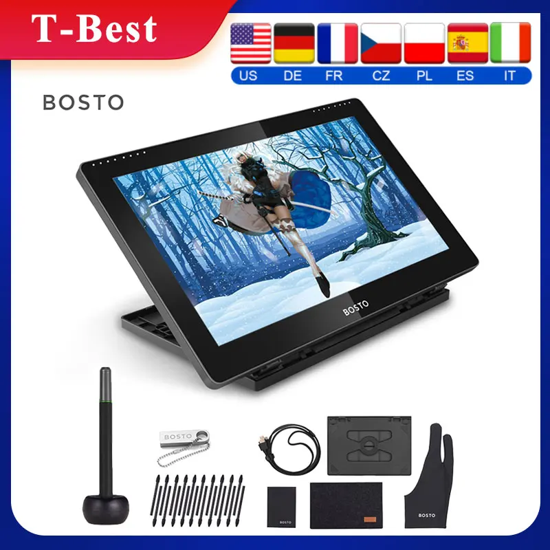 BOSTO BT 16HD IPS HD графический монитор Рисование цифровой планшет Пассивная технология