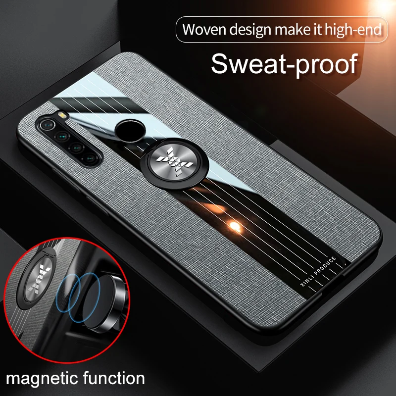 Чехол для Xiaomi Redmi Note 8T тканевый Жесткий мягкая рамка кольцо-держатель чехол
