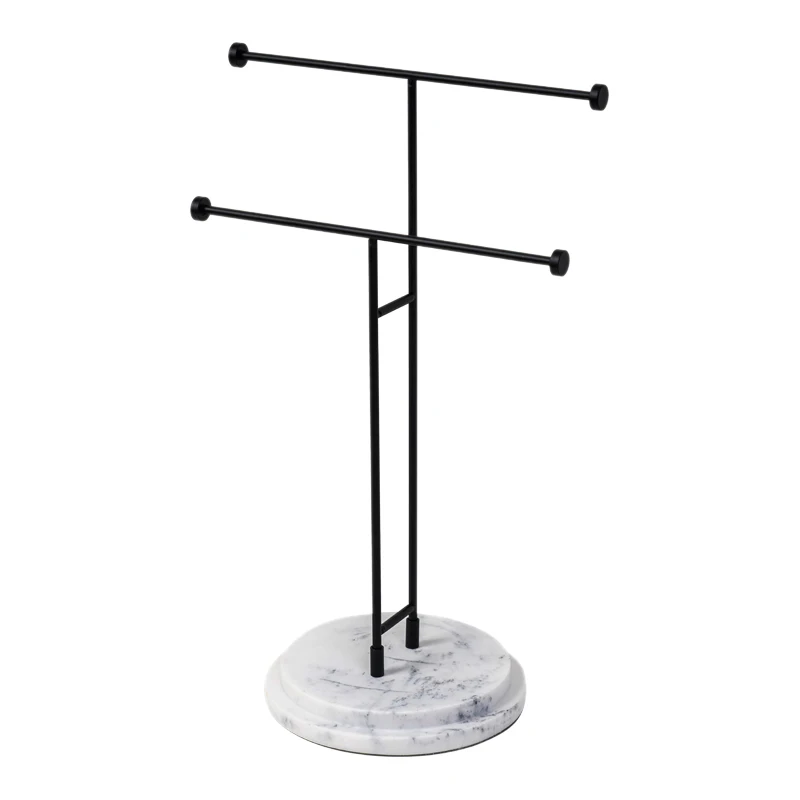 

Double-Layer Jewelry Stand Black Ins Display Stand Creative Necklace Earrings Bracelet Stand Nordic Style Iron Stand