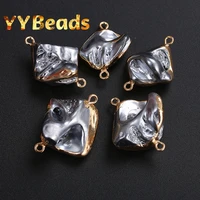 18x20mm heat treated silver rim baroque shell pearls beads 3pcspack irregular loose beads for jewelry making earring pendants