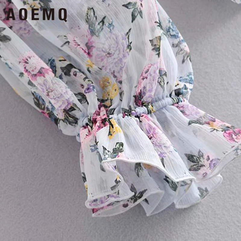Женские топы с принтом AOEMQ Весенняя шифоновая блузка для девочек модная Ретро