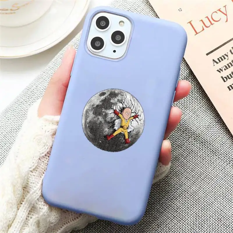 

One Punch Man Anime Phone Case Candy Color for iPhone 6 7 8 11 12 s mini pro X XS XR MAX Plus