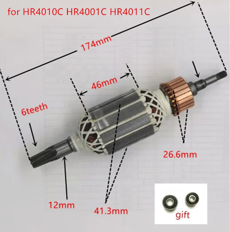 

Замена роторный якорь якоря для ротора MAKITA 240-7 HR4010C HR4001C HR4011C, 220-513633 В переменного тока