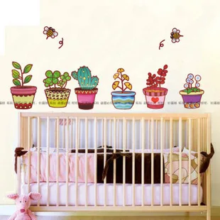 Garden Flower Bee Pot Plant Culture Decal Wall Stickers PVC DIY Living Room Bedroom Home Art Wallpaper House Sticker Poster | Дом и сад