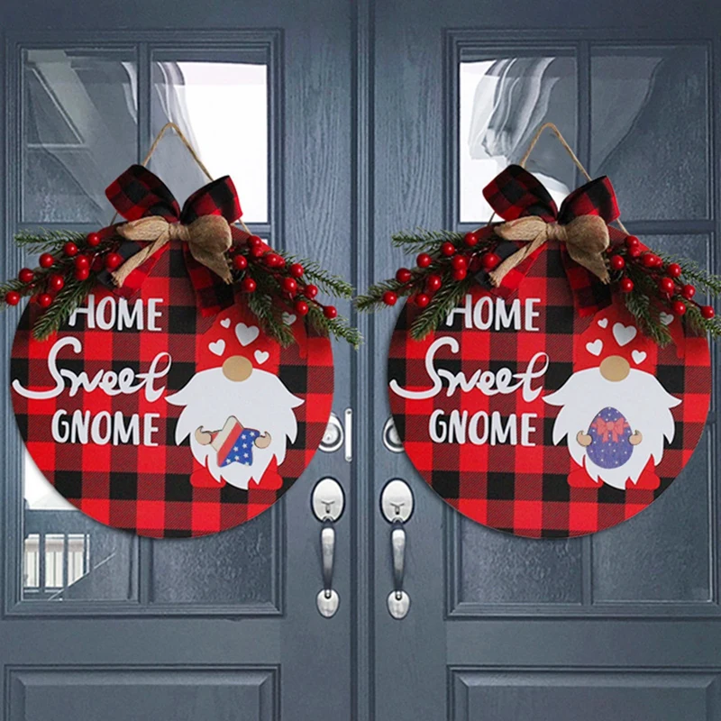 

Christmas Wood House Wreath Home Door Decor Round Holiday Welcome Design Wall Hanging Home Door Decoration