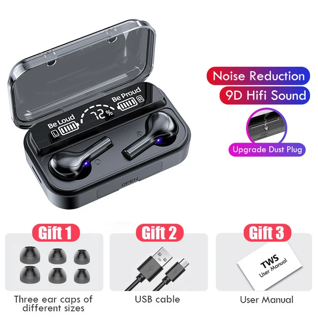 Беспроводные стереонаушники Bluetooth 5 0 с зарядным боксом 2200 мАч 2 цвета|Наушники и