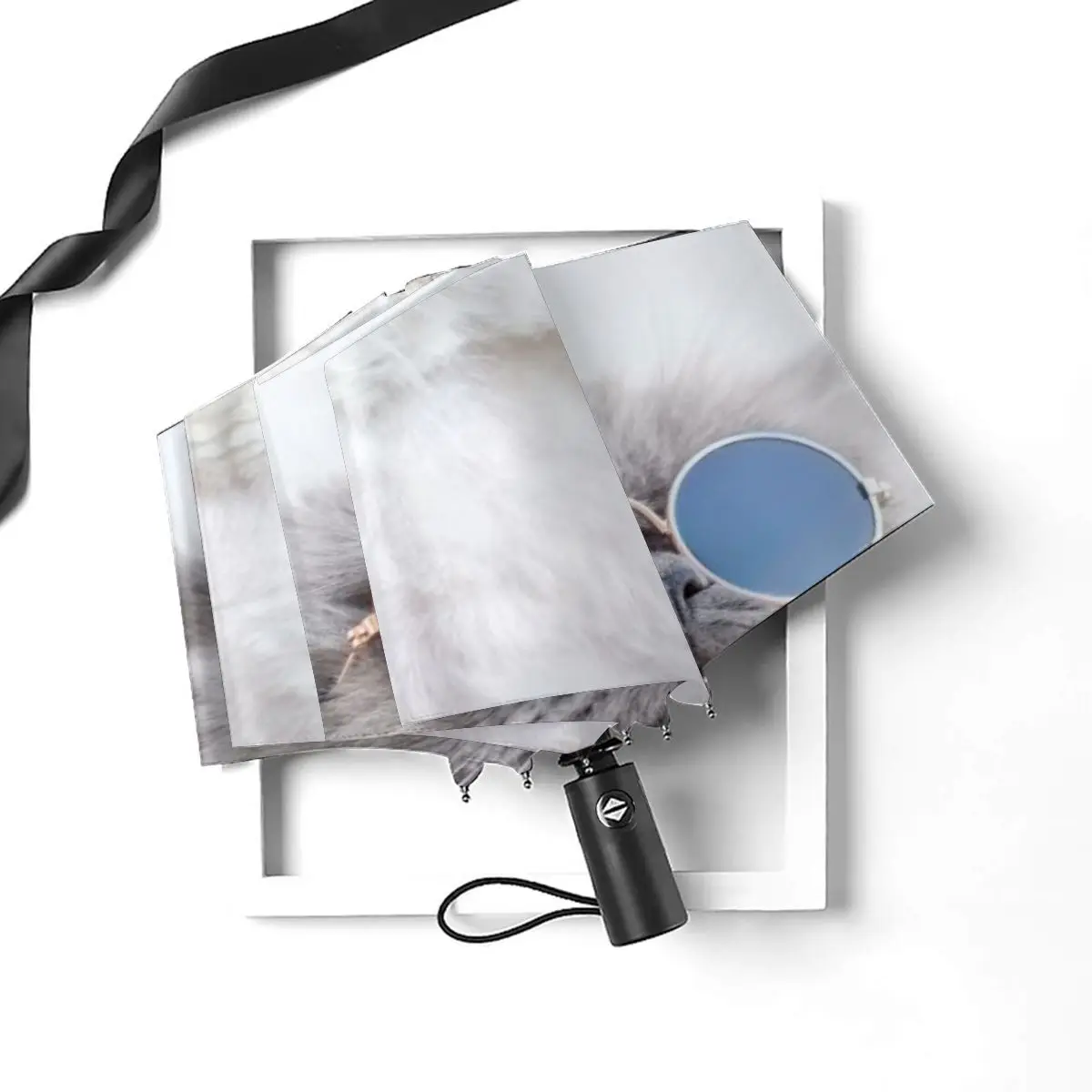 Offerte Gatto Divertente In Occhiali Da Sole Antivento Automatico Pieghevole Invertito Ombrello Portatile Paraguas Per Uomo Donna