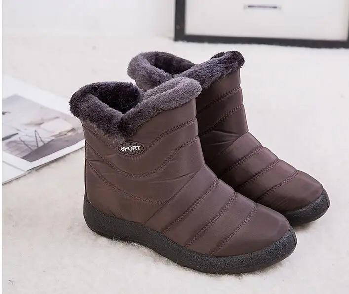 brown sport Женские зимние ботинки; теплые короткие плюшевые зимние ботильоны на меху; женская обувь на молнии размера плюс; Женская Удобная обувь; Прямая поставка; C336 - Цвет: brown sport