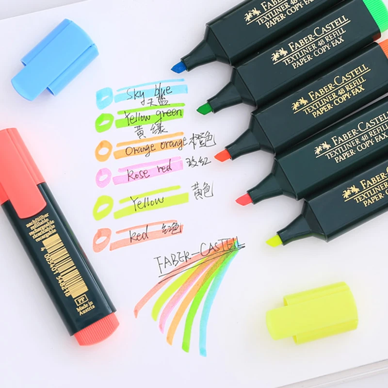 6 шт Faber Castell Textliner маркеры, фломастер, ручка 1548 красный/синий/желтый/розовый/оранжевый/зеленый Цвета для выбора Wrting расходные материалы