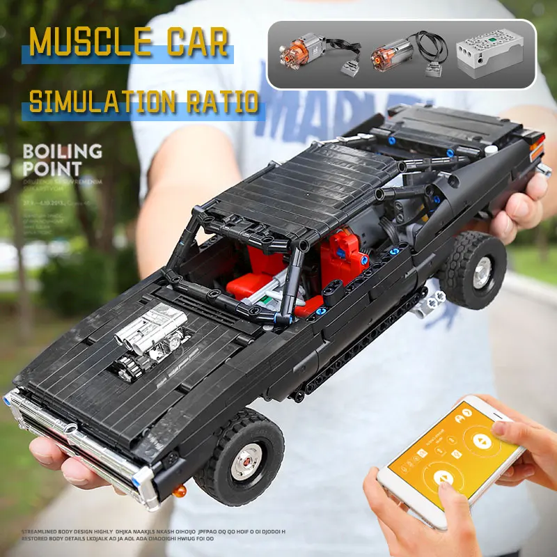 

Mould King App Motorized 42111 High-Tech Toys Compatible MOC-17750 Ultimate Muscle Car Model Building Blocks Kids Christmas Gift