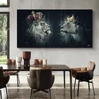 Абстрактная Картина на холсте, Африканские животные, Лев с короной, живопись, художественный плакат, печать, настенное искусство, животное, картина, украшение для гостиной