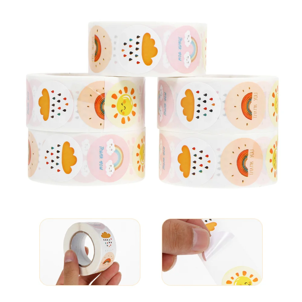 

5 Rolls of Thank You Sealing Stickers Decorative Gift Package Sealing Decals