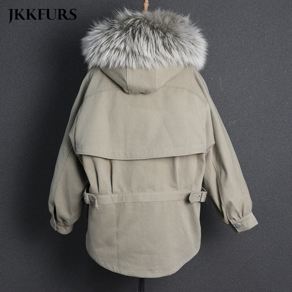 Женская парка на натуральном меху теплая Толстая куртка с подкладкой из