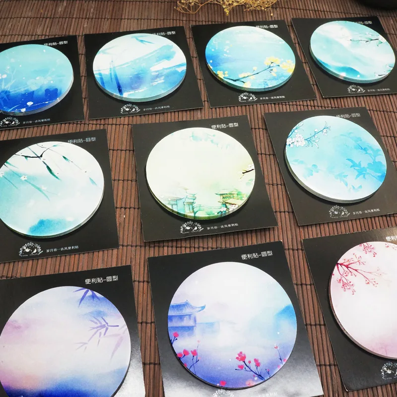 

Chinese Style Round Sticky Note Memo Pad With Adhesive Back Carry Tear Off Planner Stickers N Times Paste Office Supplies