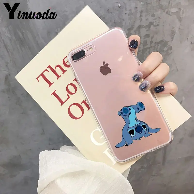 Милый прозрачный чехол для мобильного телефона с рисунком Лило Стич IPhone X XS MAX 6 6S 7