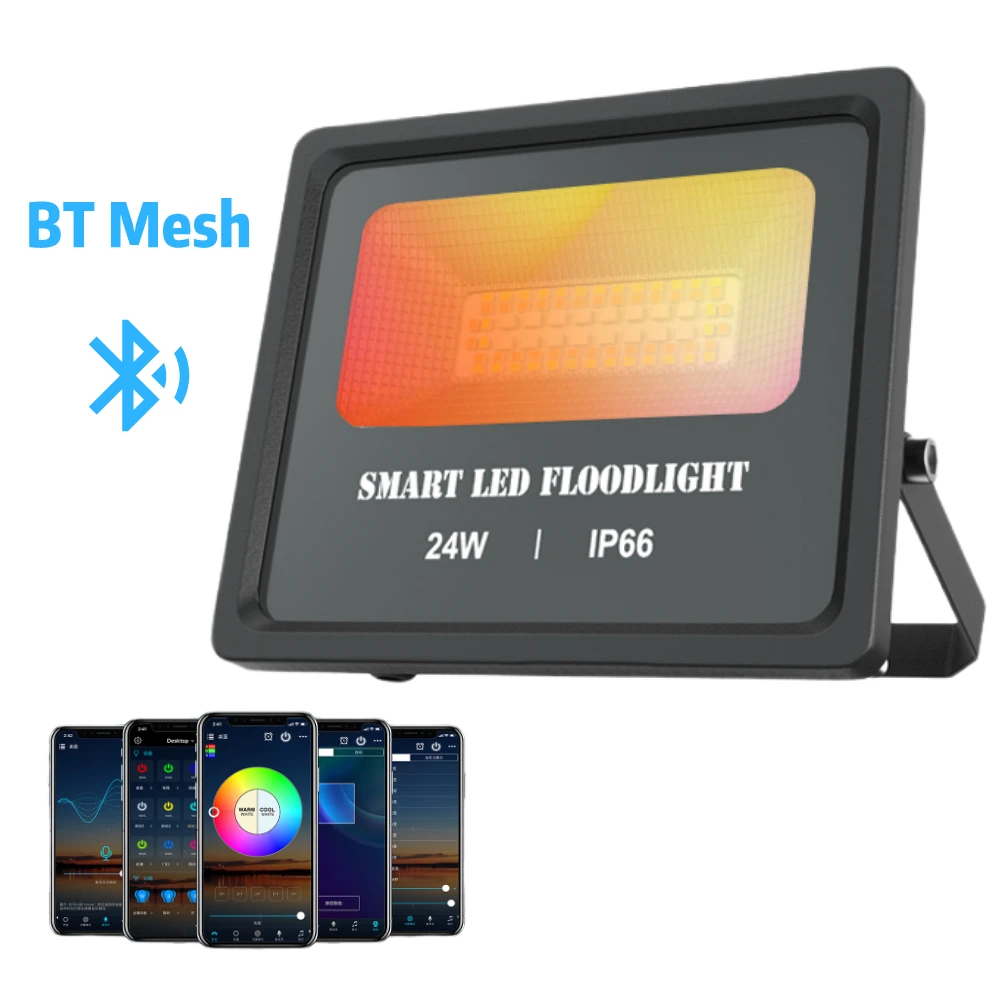

Умный светодиодный прожексветильник наружного освещения, RGB, 24 Вт, bluetooth 4.0, управление через приложение, IP66, водонепроницаемый, цветной свет...