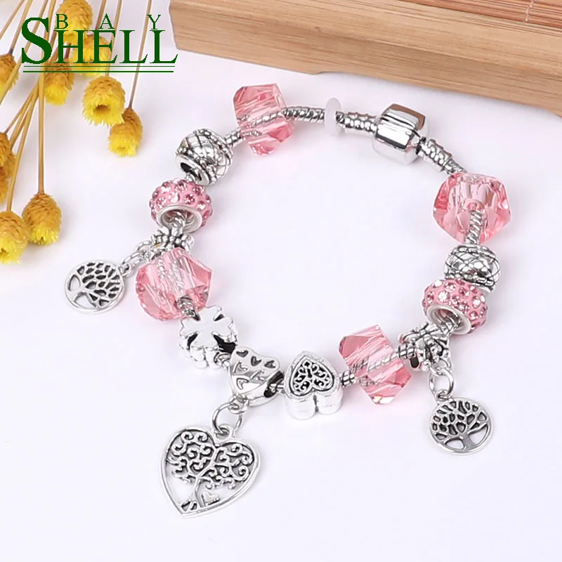 Женский браслет с бусинами Shell bay 2020 розовый подвесками модные ювелирные изделия