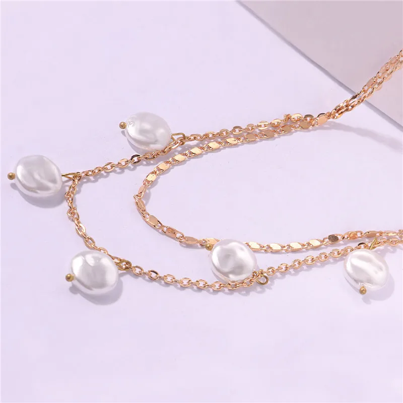 Многослойное короткое ожерелье-чокер в стиле панк массивная жемчужная подвеска