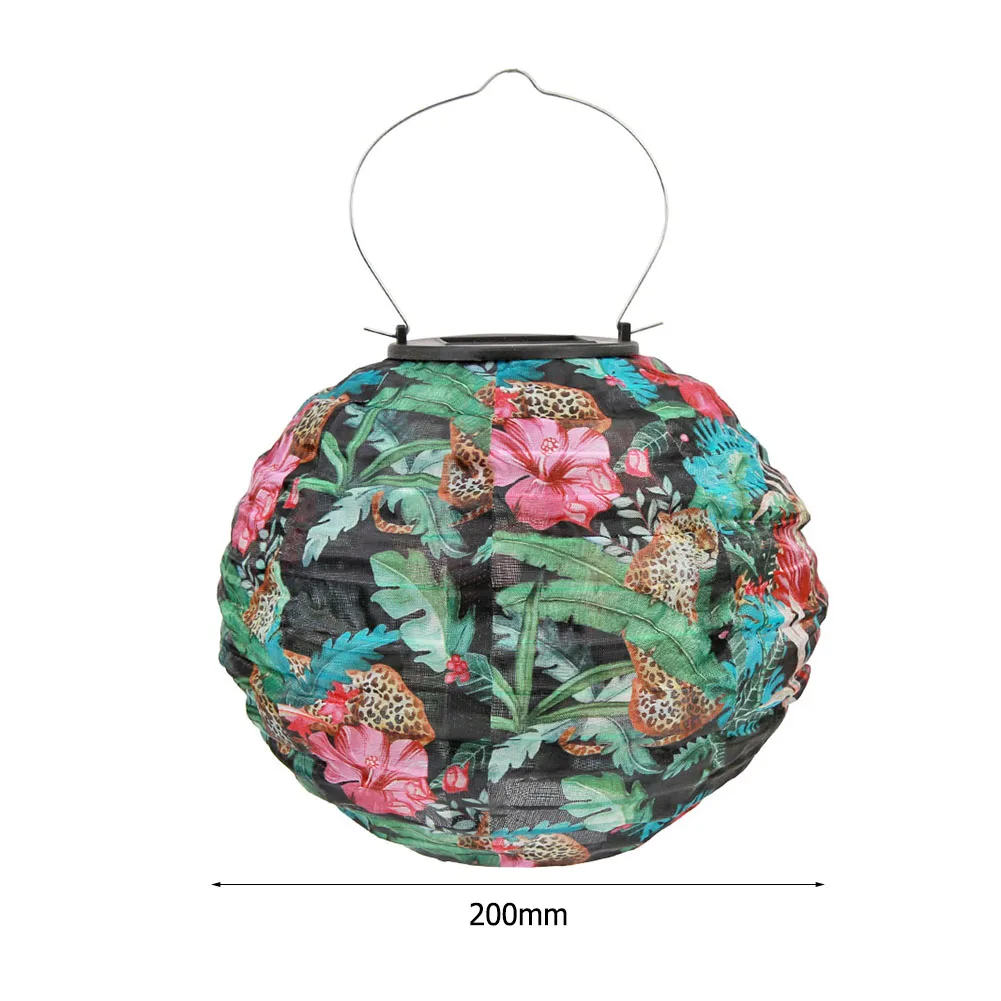 

20cm Durable Creative Design Solar LED Chinese Lantern Light Classic Texture Outdoor Garden Printed Waterproof Hang Lamp