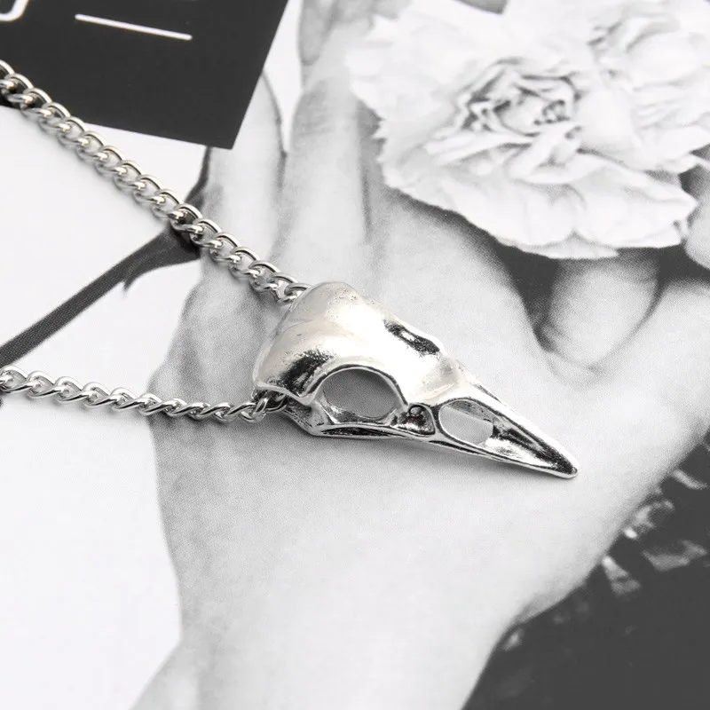 Ожерелье в готическом темном стиле с птичьими клювами и черепом украшения панк